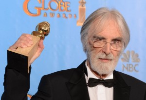 Michael Haneke with his best foreign film Golden Globe